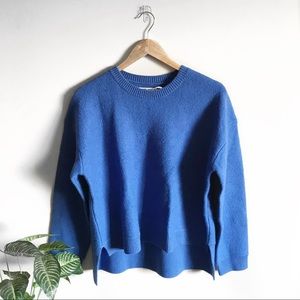 Tory Burch Blue Droptail Crew Neck Sweater